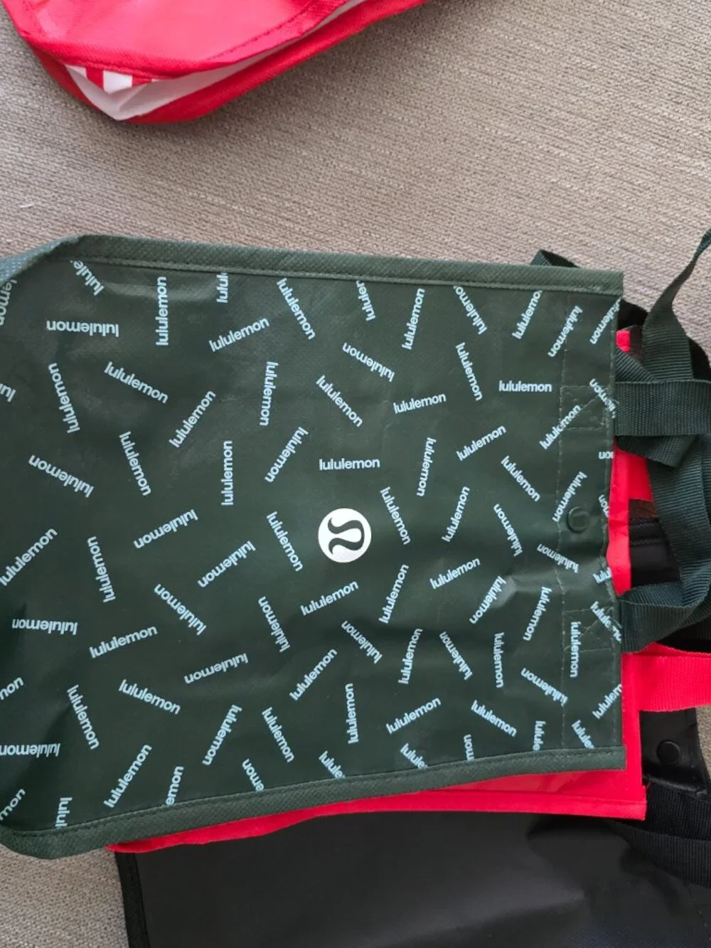 lululemon Reusable Shopper Tote Bag - Bundle (4) Legacy 2 Red, Black and Green